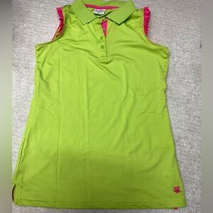 Birdies Lime Green and Pink Tank Top